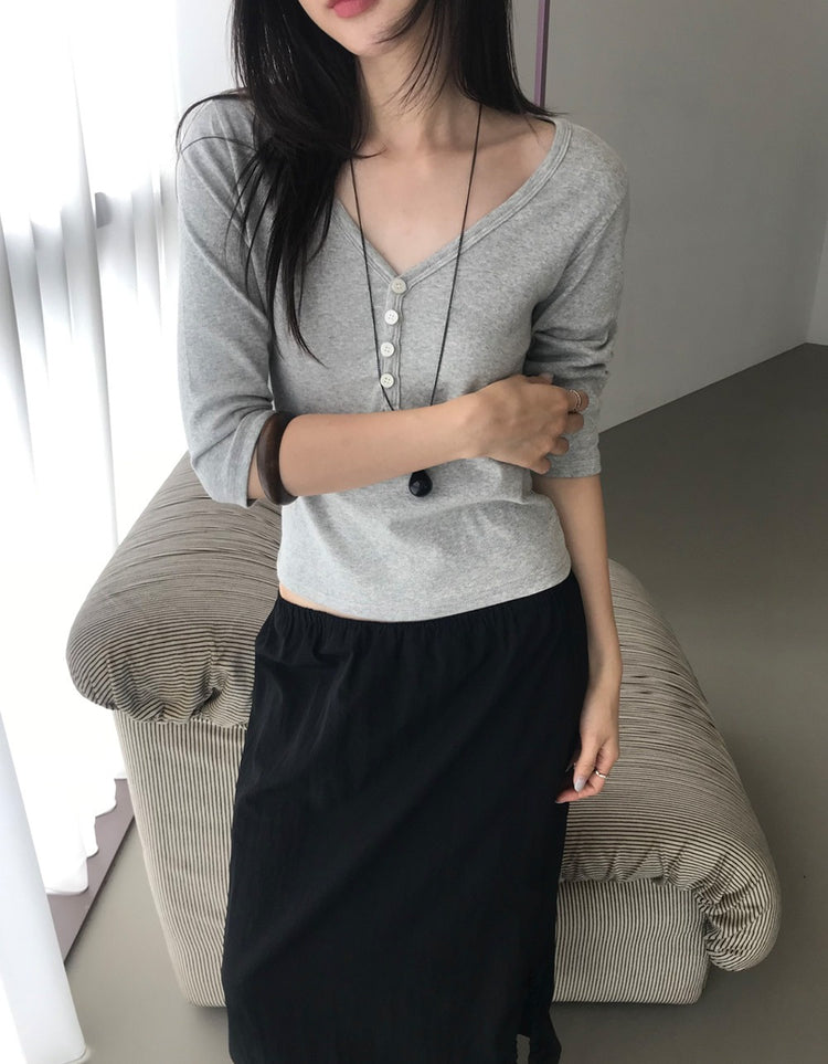亨利V領七分袖上衣