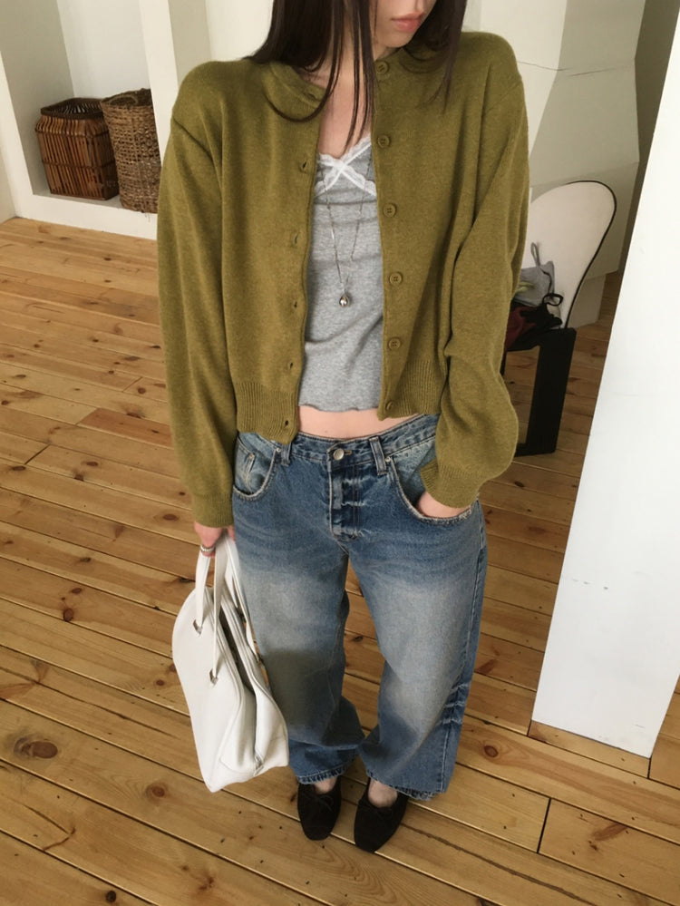 復古美刷色細節隨性牛仔褲