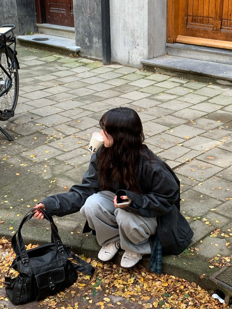 Unisex洗水復古口袋細節外套