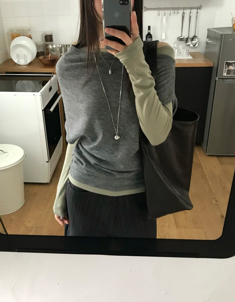 美肩堆堆細節修身上衣
