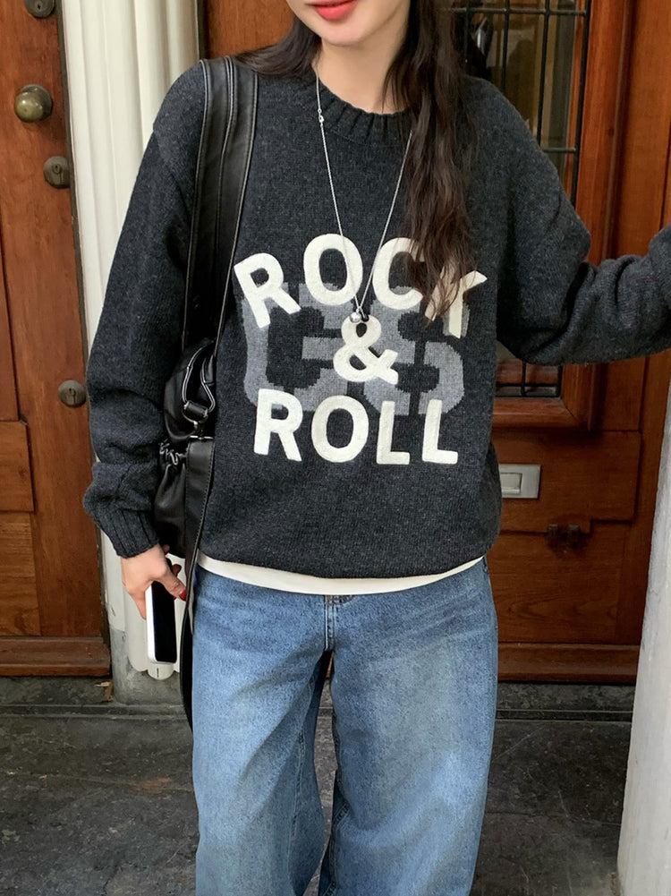 高質字母印花針織毛衣