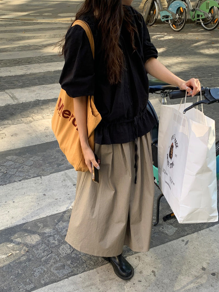 傘狀鬆緊腰百褶裙