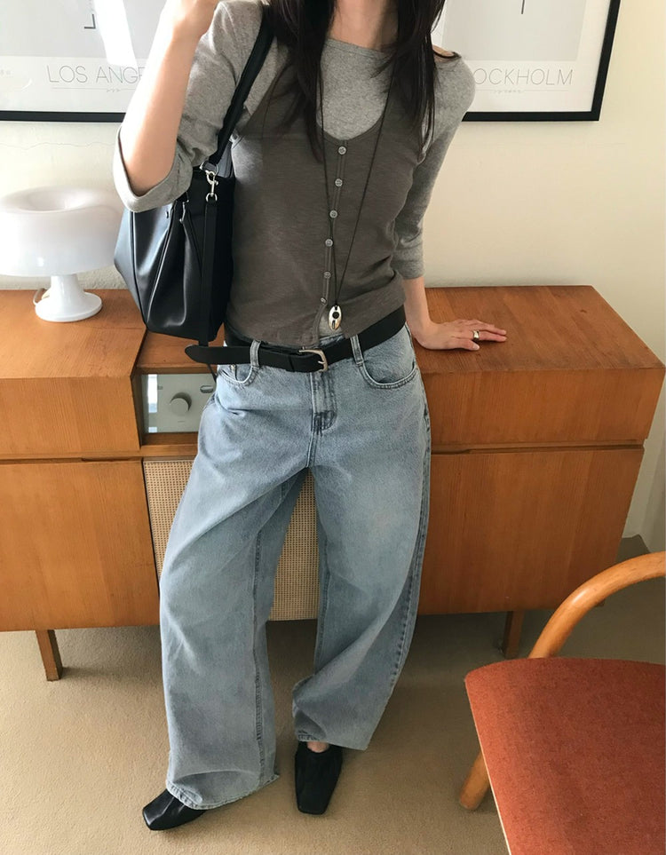 美刷色經典直版牛仔褲