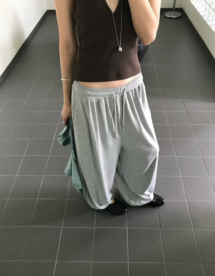 親膚寬鬆束腳休閒褲