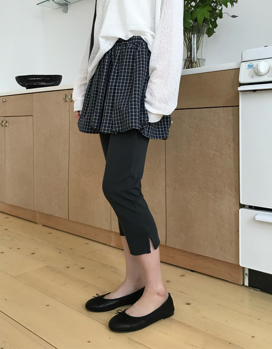 彈性側小開叉七分褲