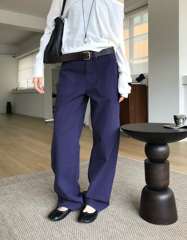 美色口袋細節直褲