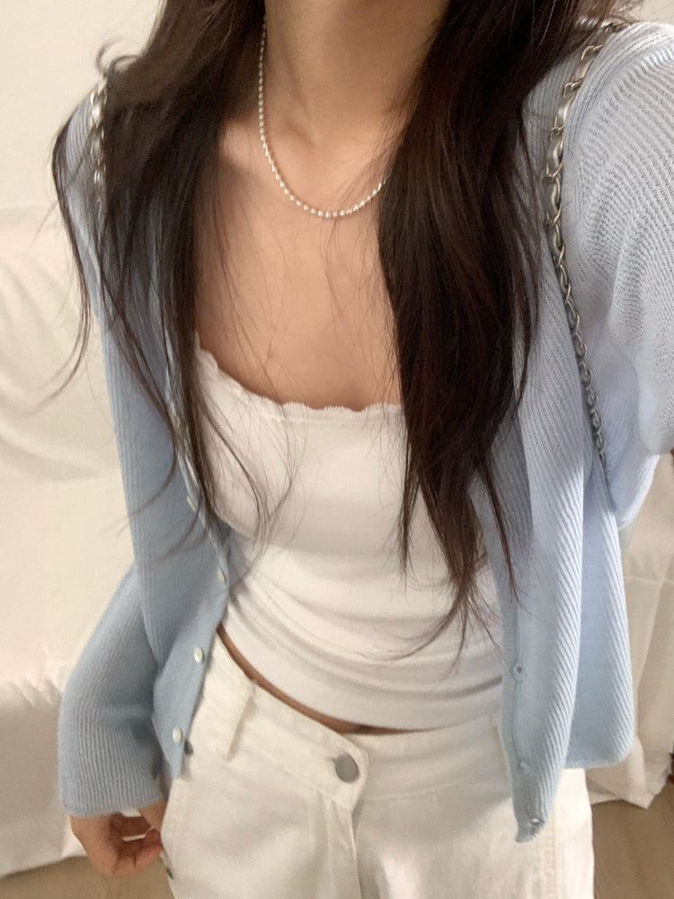 微透膚坑紋針織外套