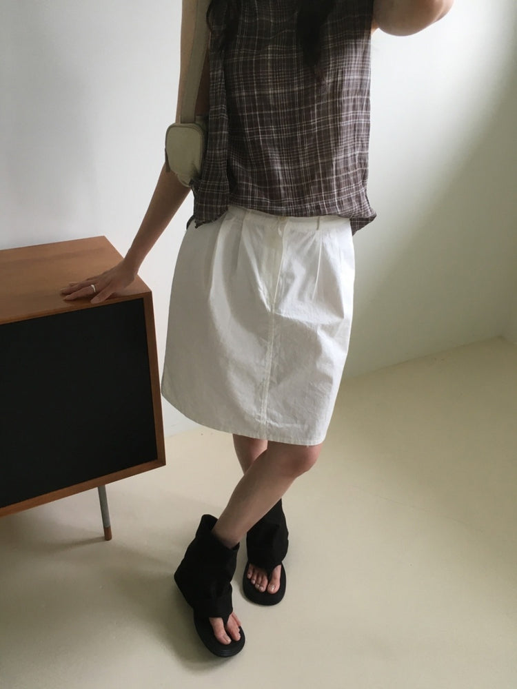 雙壓褶細節半裙