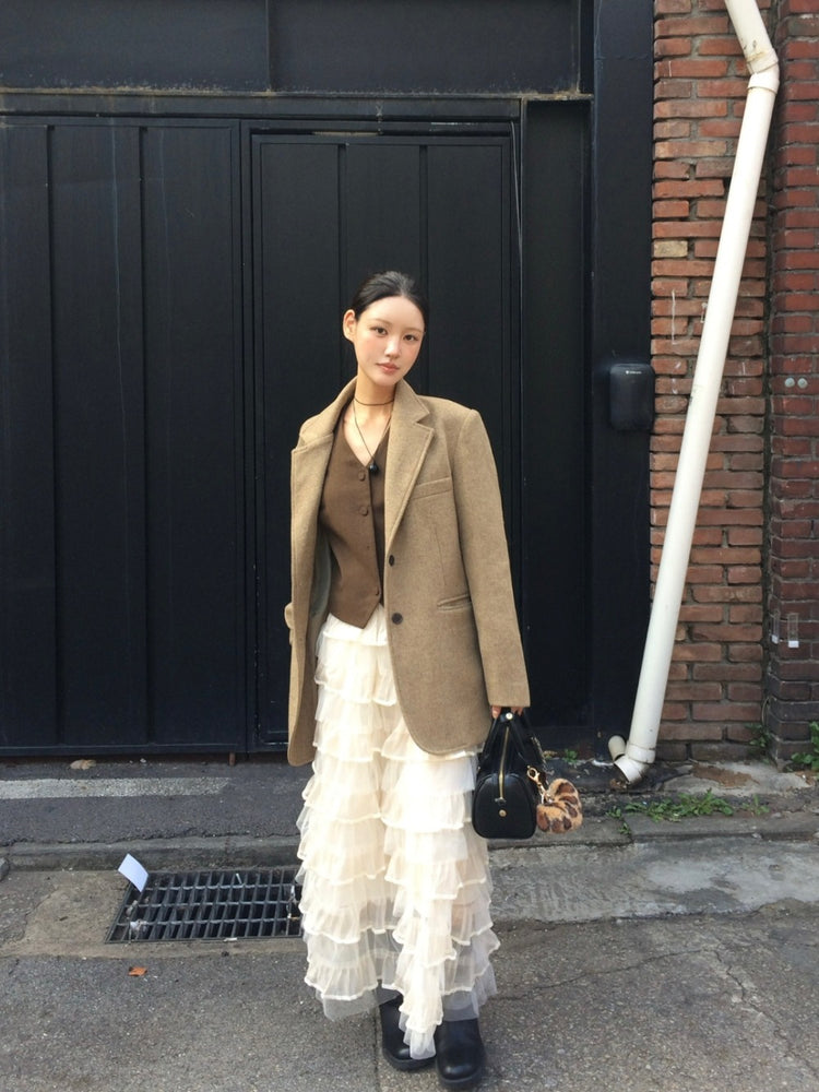 極美透紗蛋糕層次感及踝裙