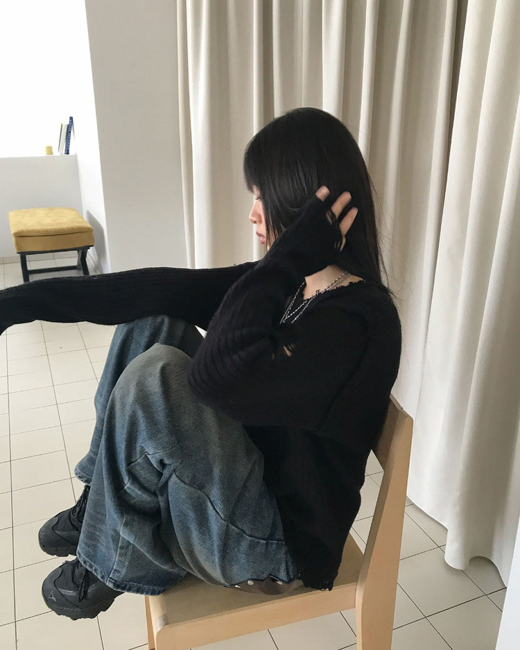 破壞感不修邊細節針織衫