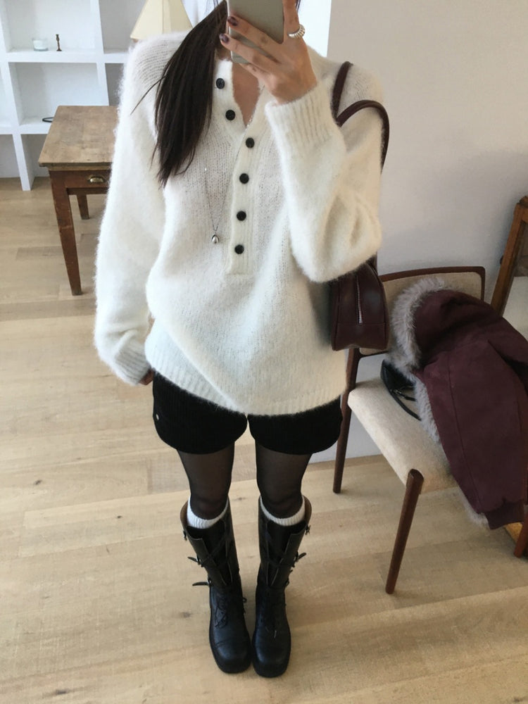 微立領美肩細節毛衣