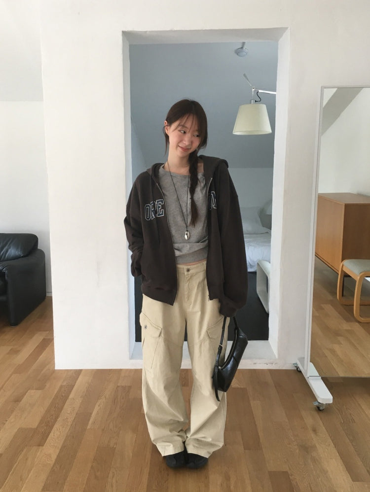 美色做舊字母連帽外套