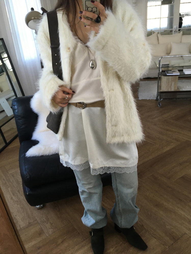 霧光蕾絲邊連身裙