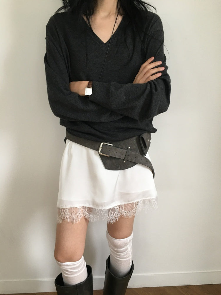 高質蕾絲邊光澤感連身裙