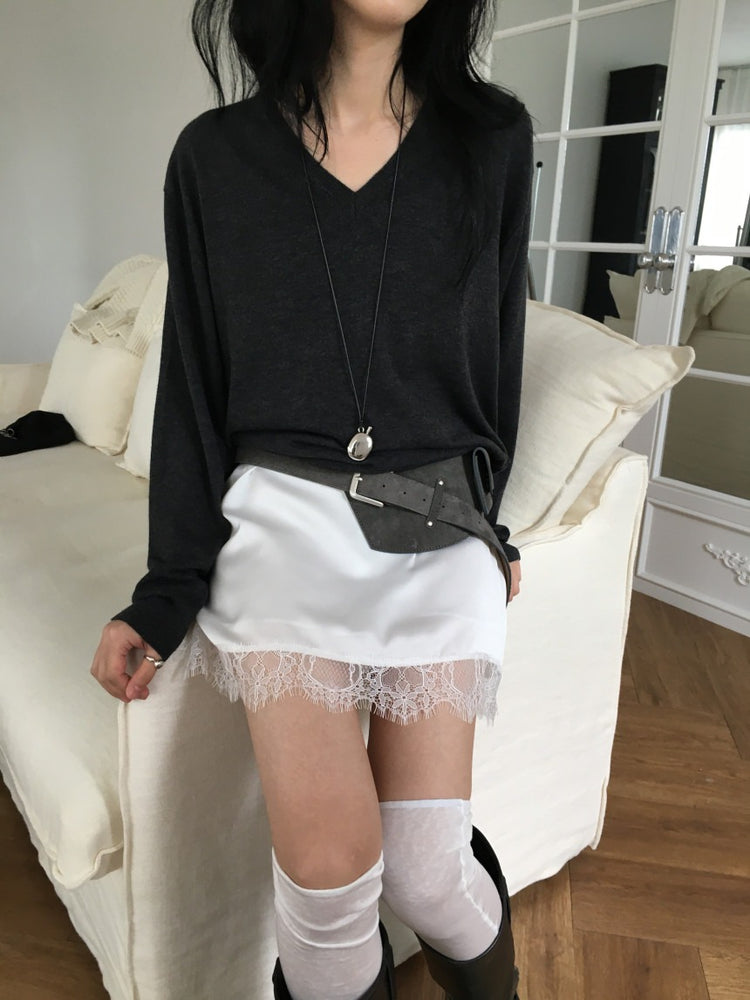 高質蕾絲邊光澤感連身裙