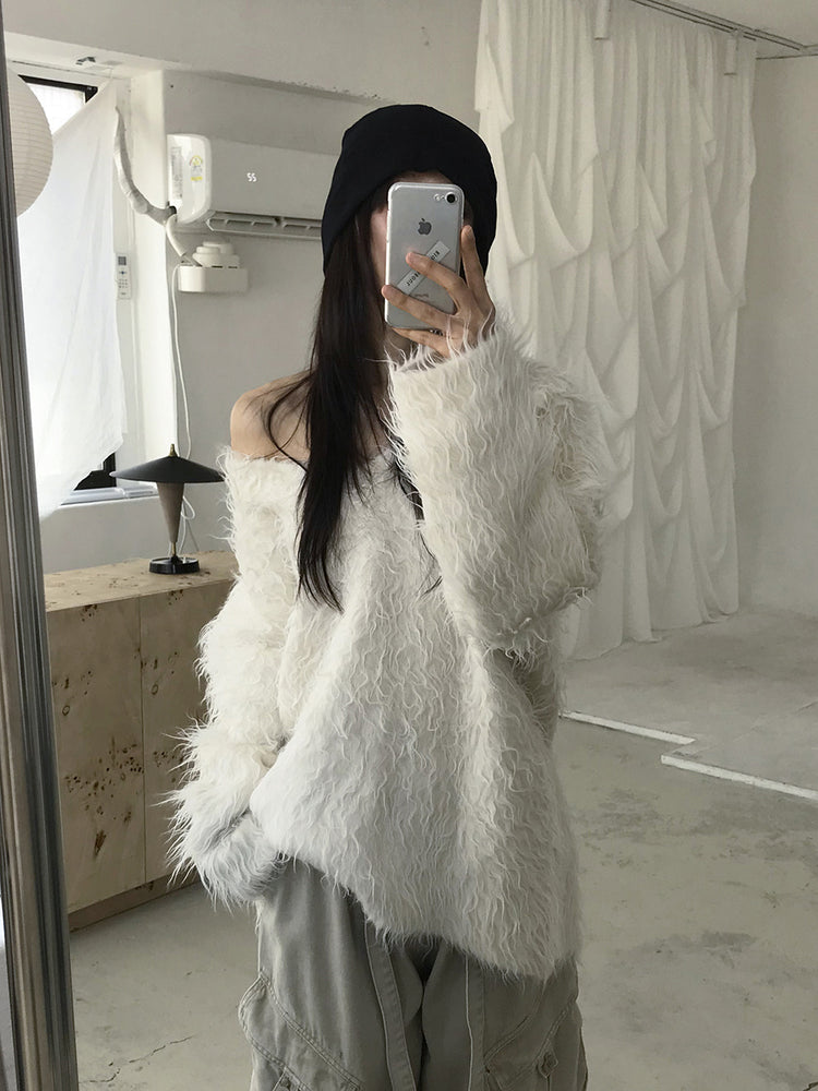 (現)毛流質感V領毛衣