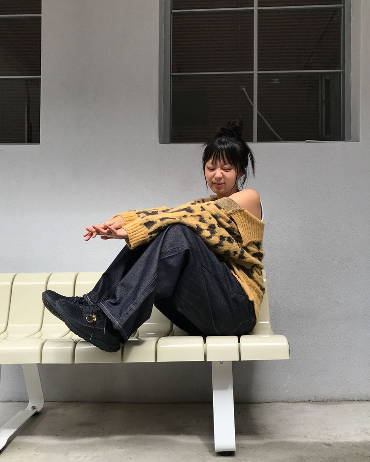 豹紋紋理細節針織外套