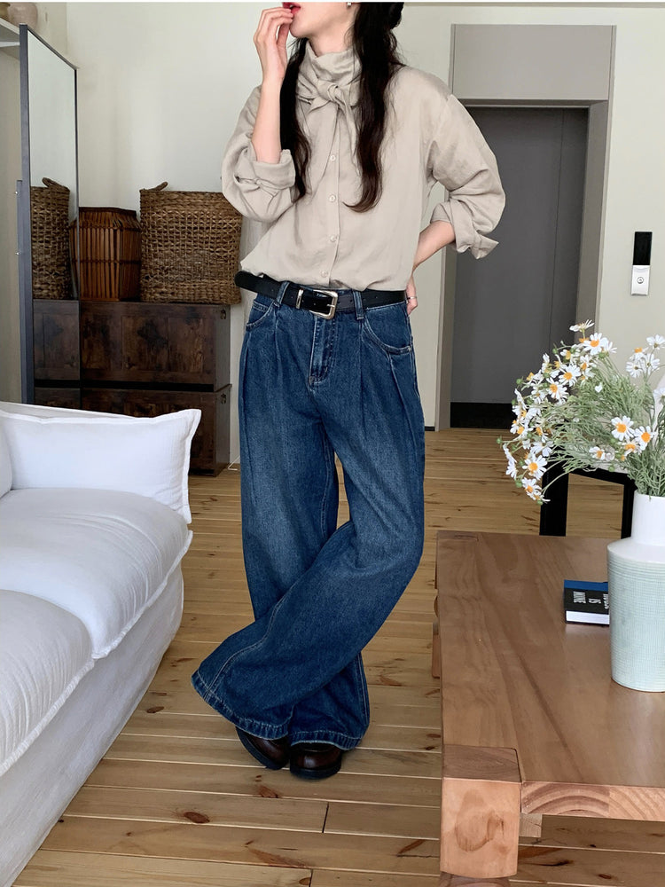 尼龍質感三角巾襯衫套裝