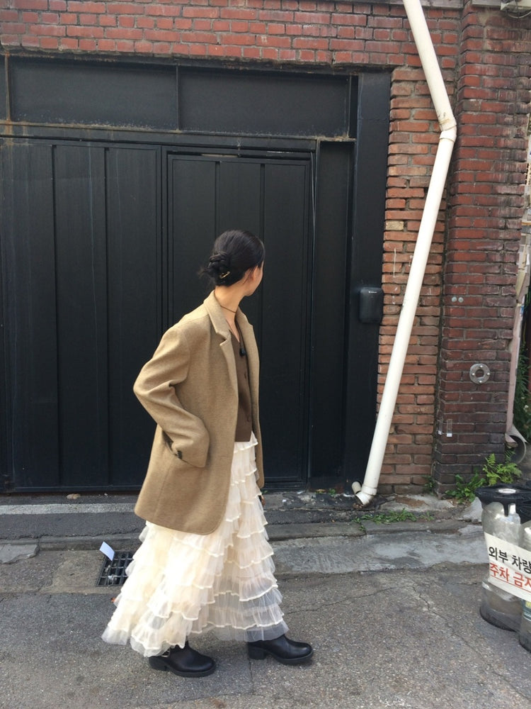 極美透紗蛋糕層次感及踝裙