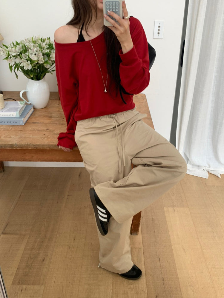 美肩U領修腰上衣