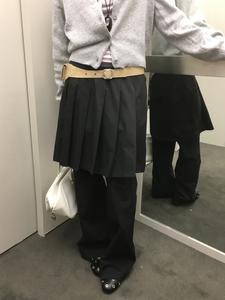 雙層層次感百褶裙褲