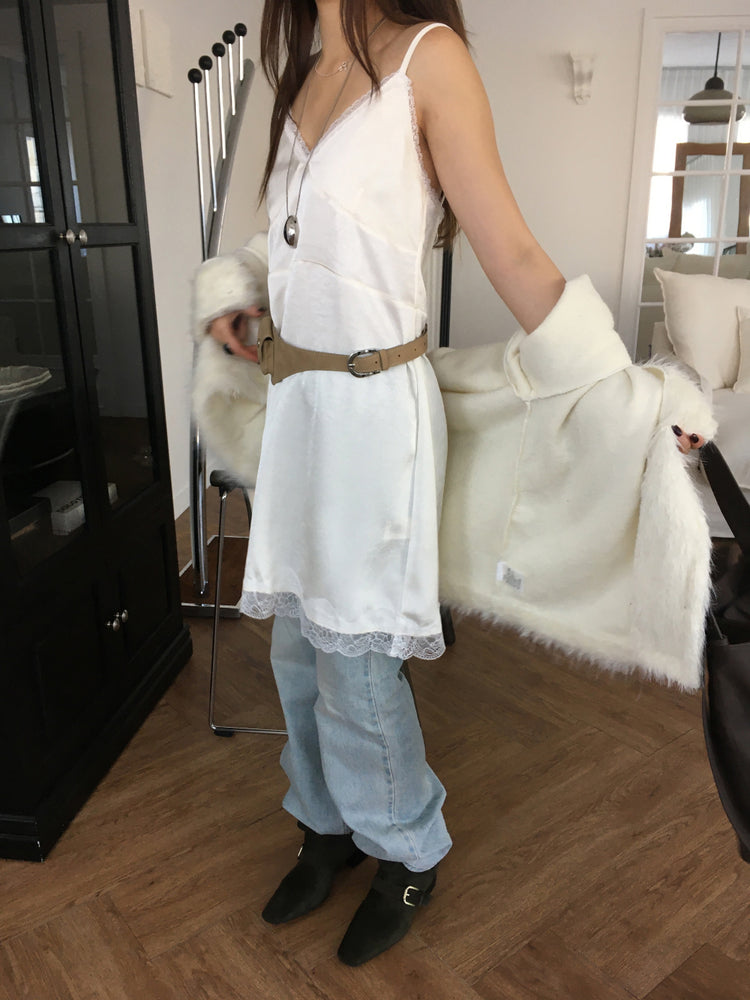 霧光蕾絲邊連身裙