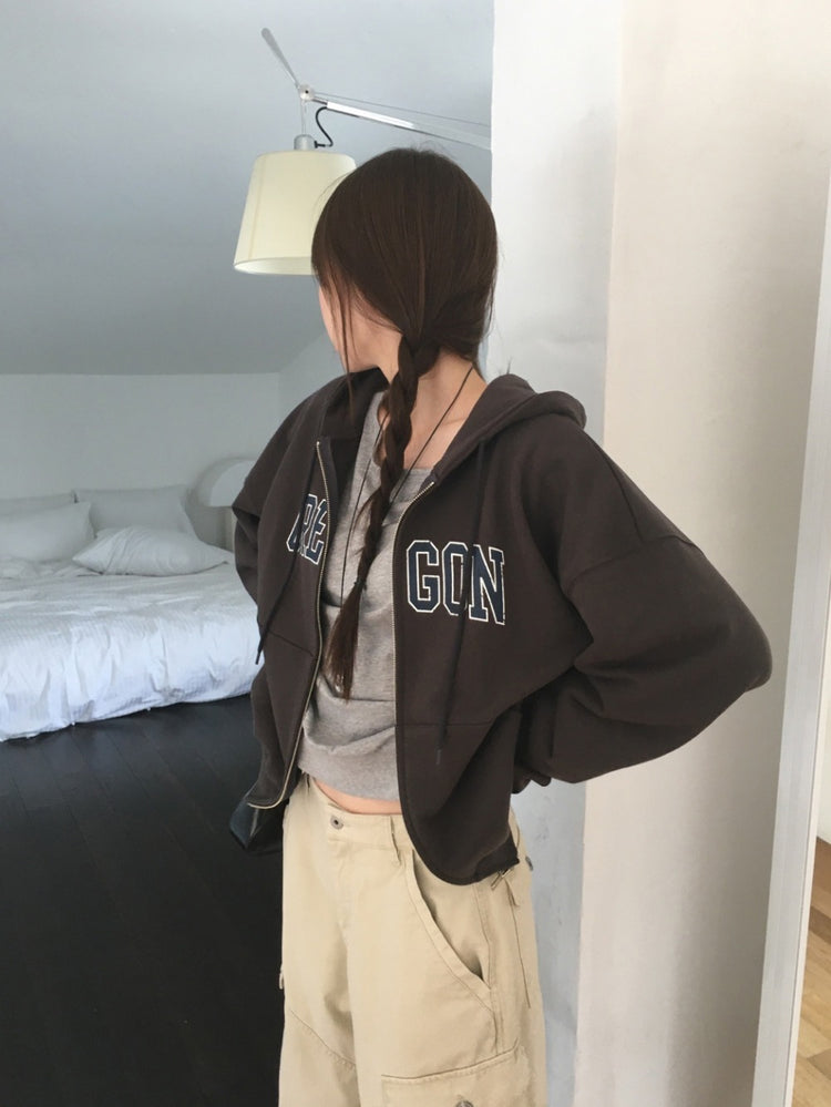 美色做舊字母連帽外套