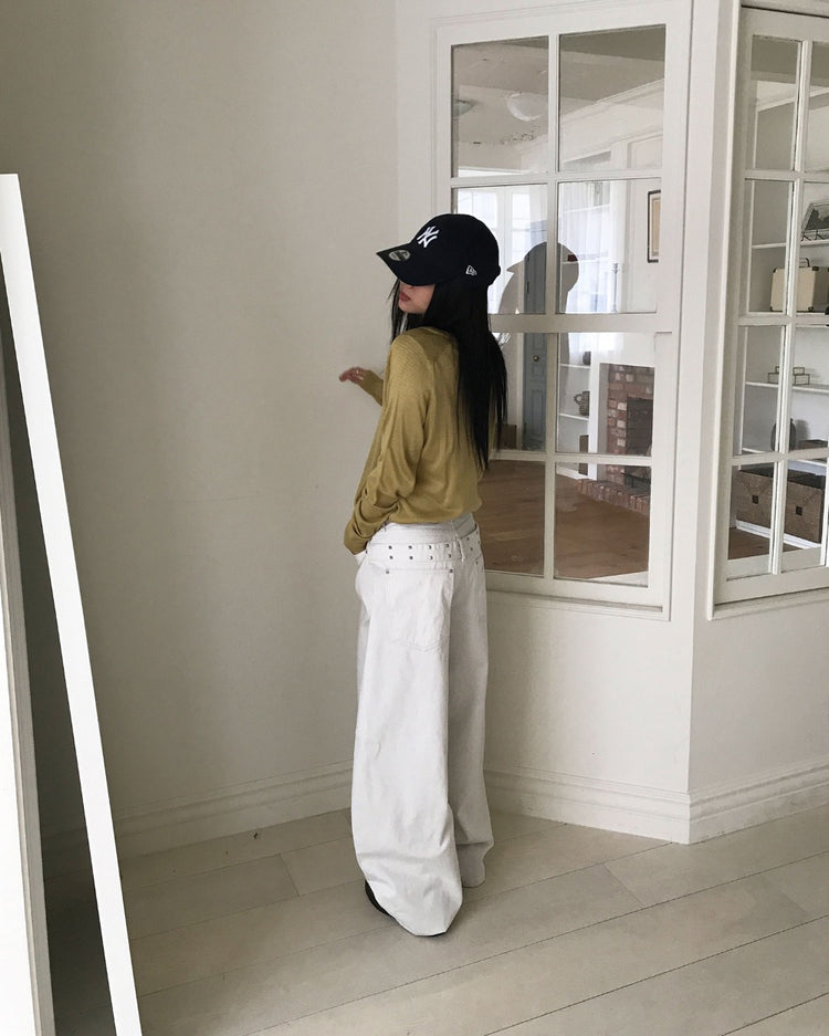 微透美色V領針織衫