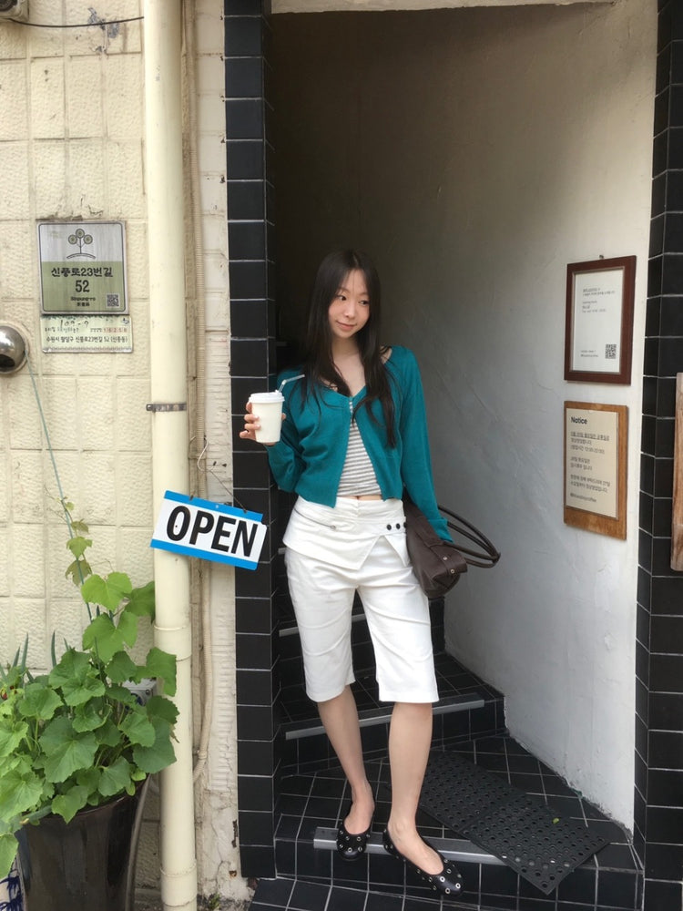 美色扣鈕細節針織外套