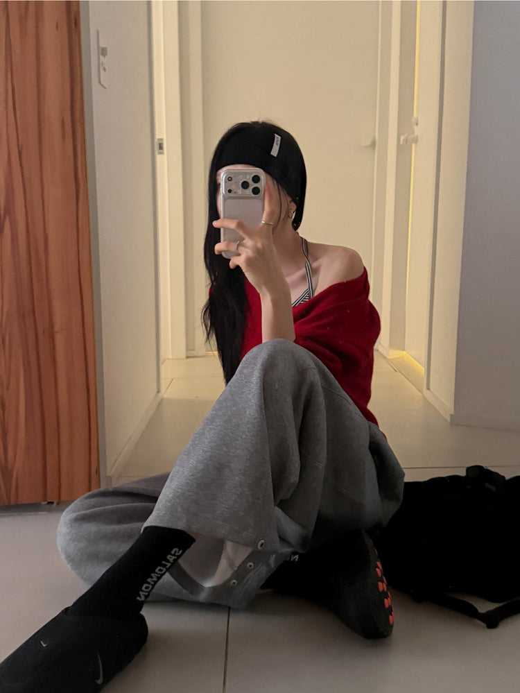 掛脖條紋修身上衣