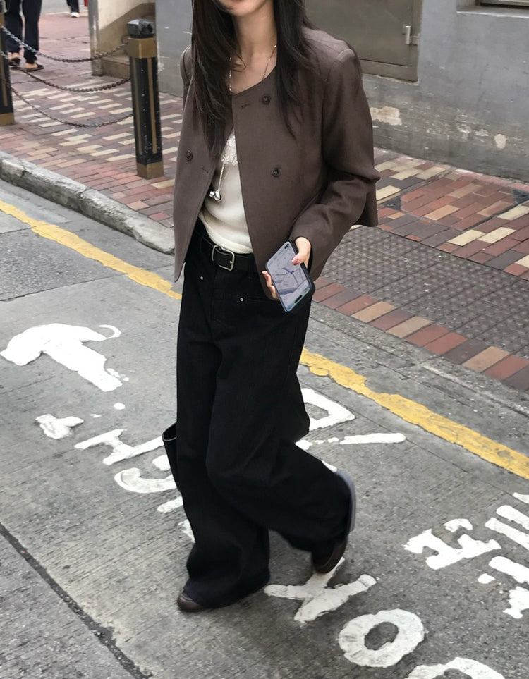 無領雙排扣鈕西外