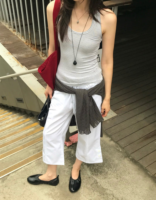 條紋掛脖上衣
