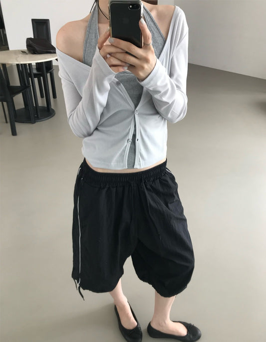 深V坑紋排鈕外套
