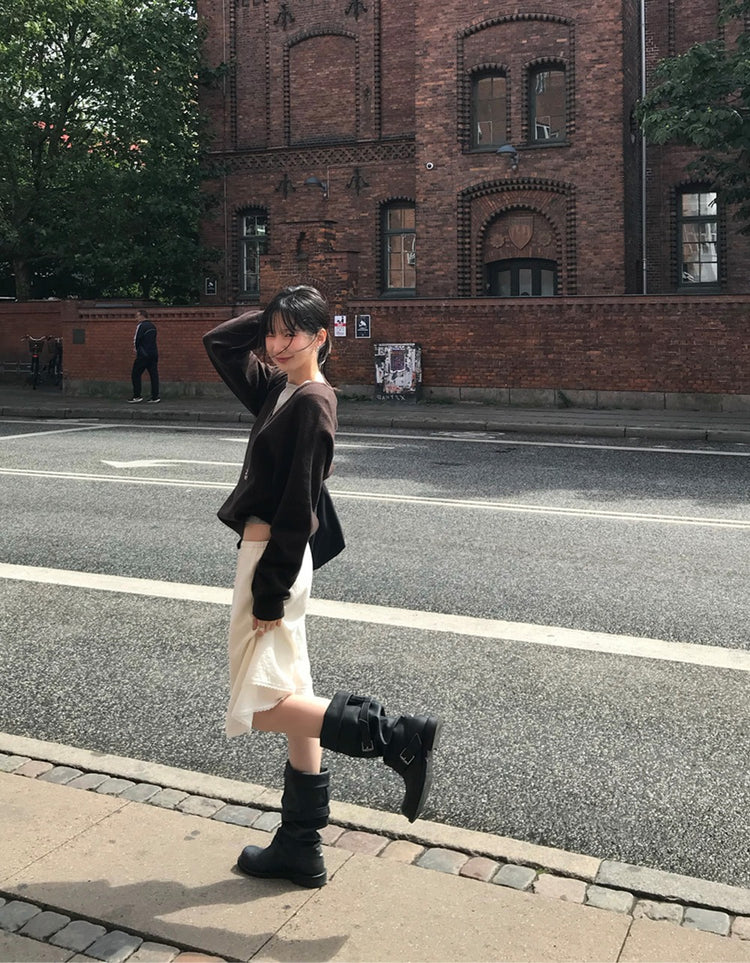 壓紋雙層細節抽繩半裙
