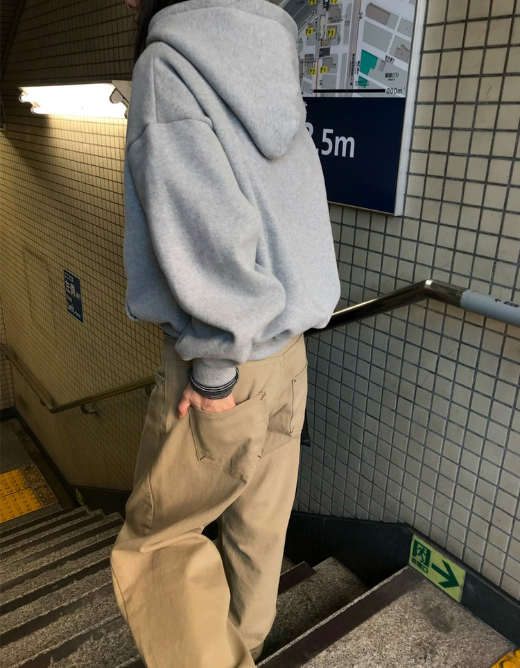 背口袋細節寬鬆直褲