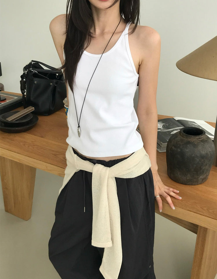 美背V領細帶修身背心