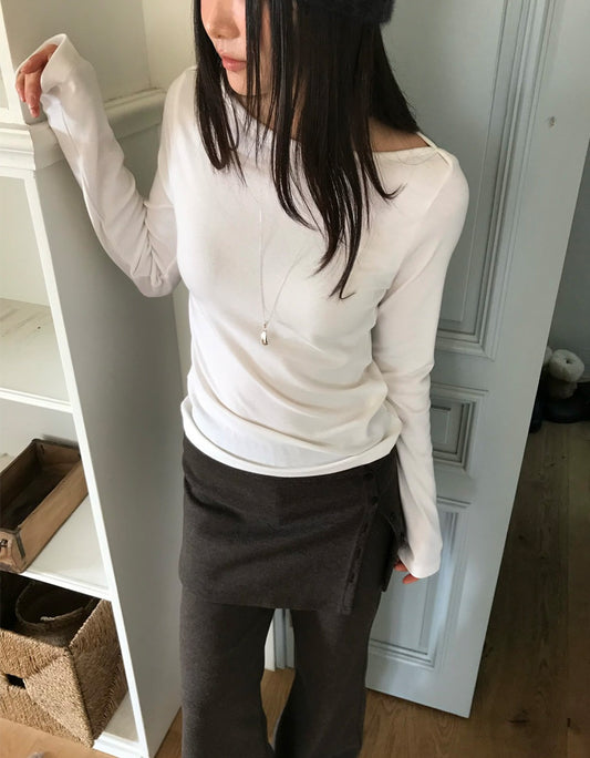 美色船領細節上衣