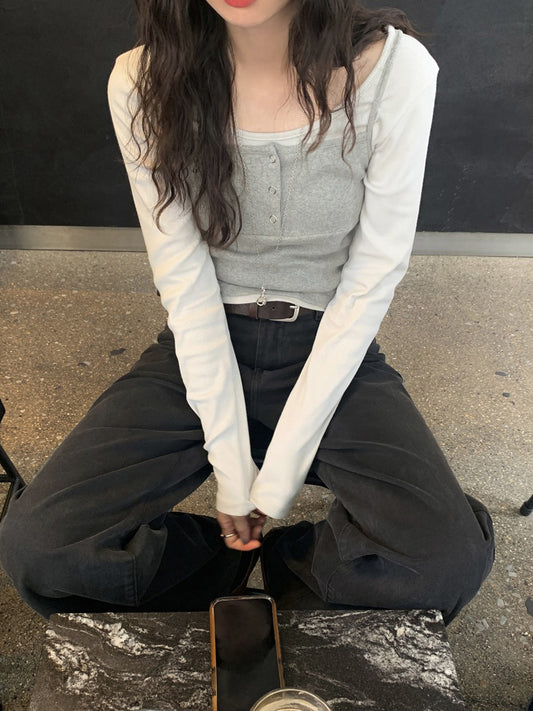 暗扣胸線細節背心