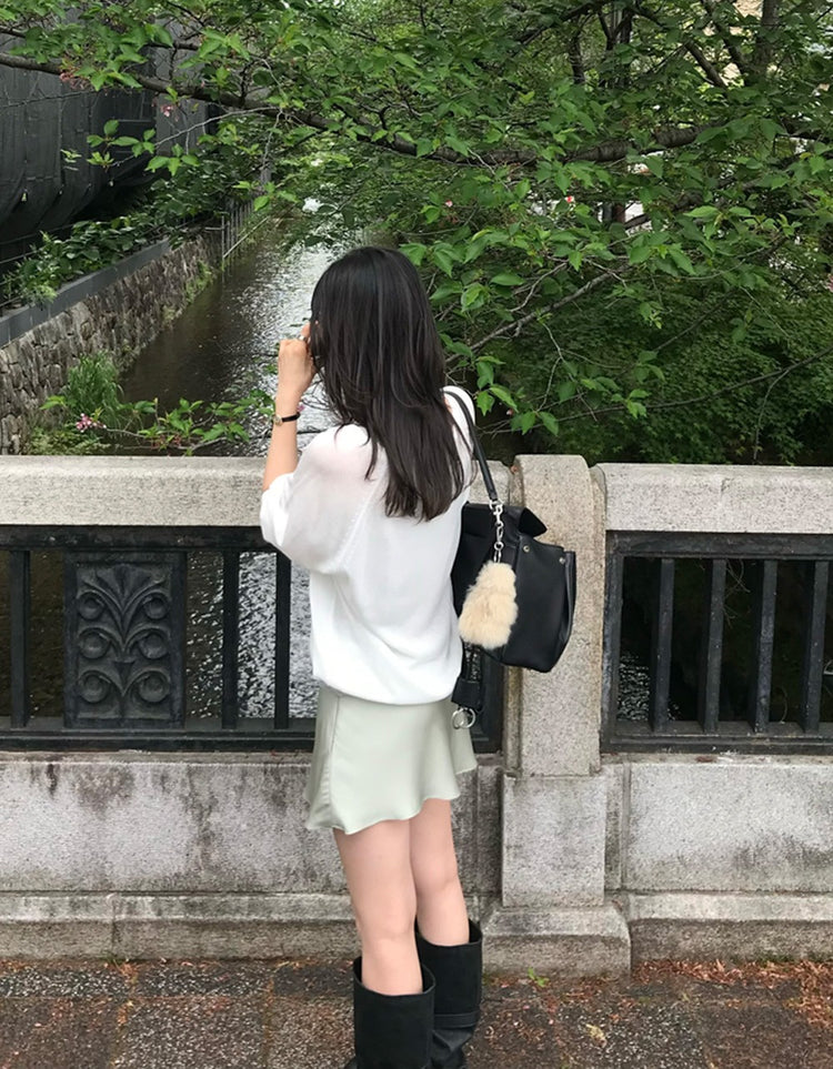 微透膚U領針織上衣