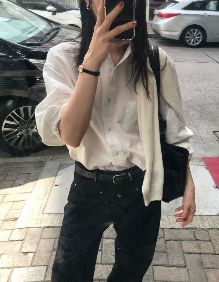 經典基礎棉質寬鬆襯衫
