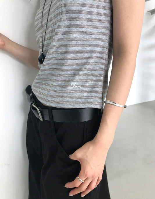 條紋刺繡合身上衣