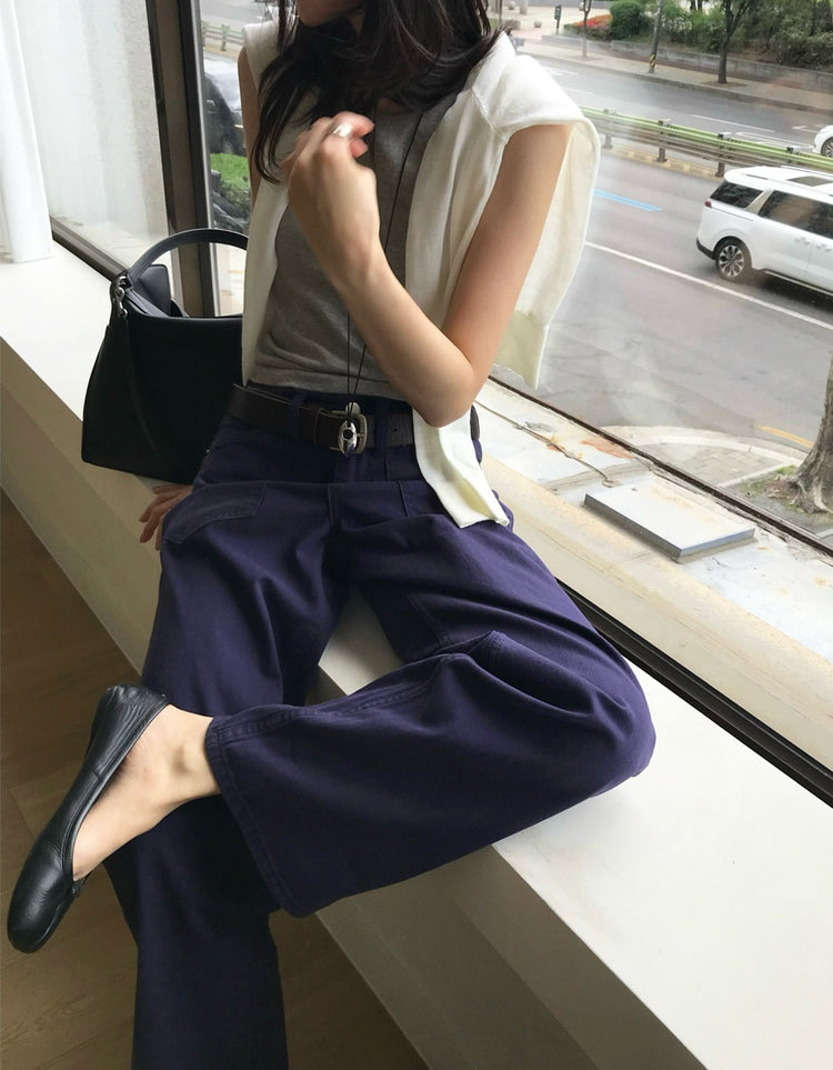 美色口袋細節直褲