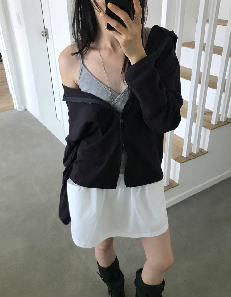 初秋雙拉鏈連帽外套