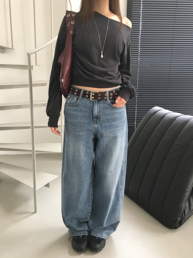 經典美刷色基礎直筒牛仔褲