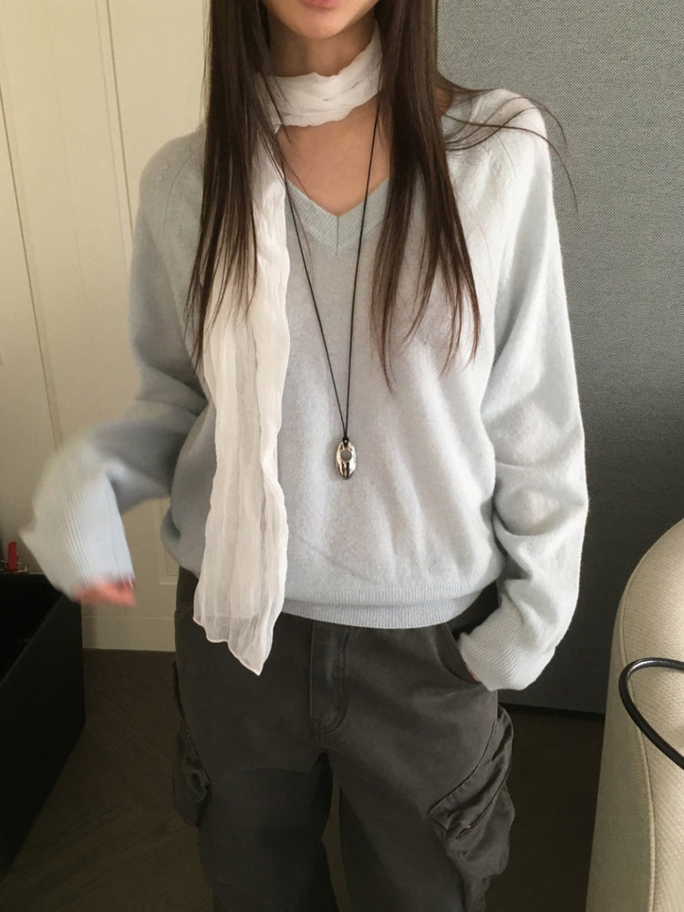 微透拉克蘭袖針織上衣