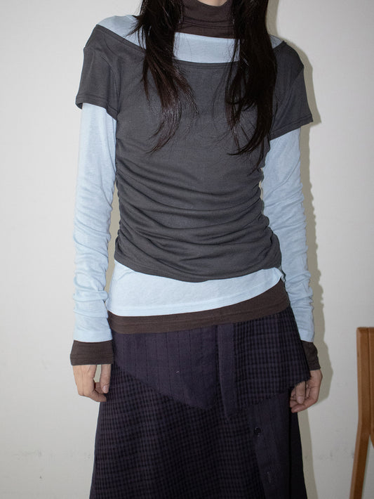 撞色層次感兩件式上衣