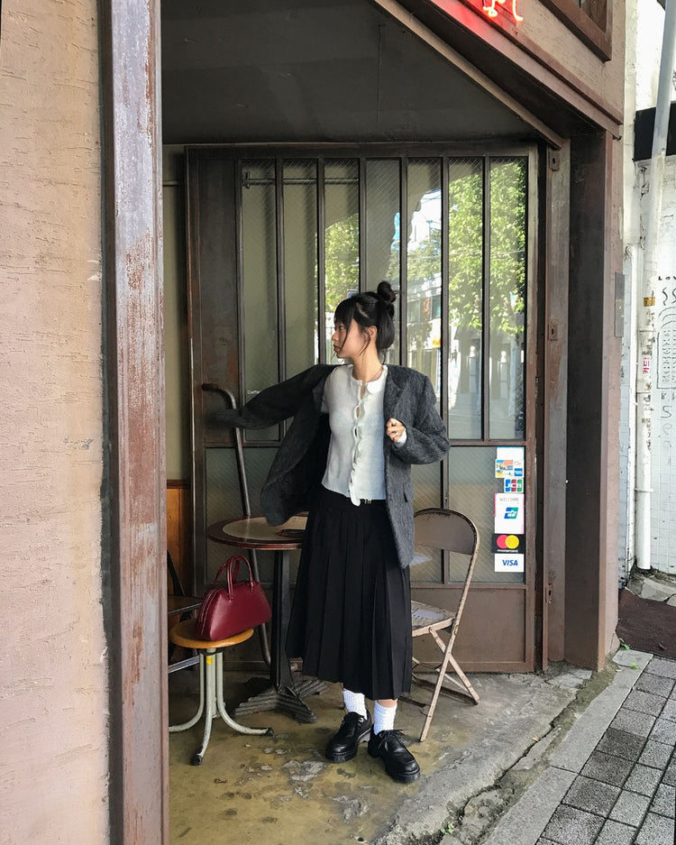 不修邊雙層細節百褶裙