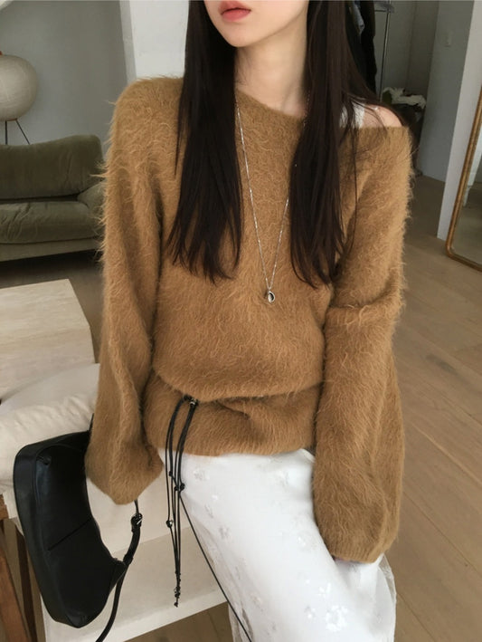 美肩毛流質感寬鬆毛衣