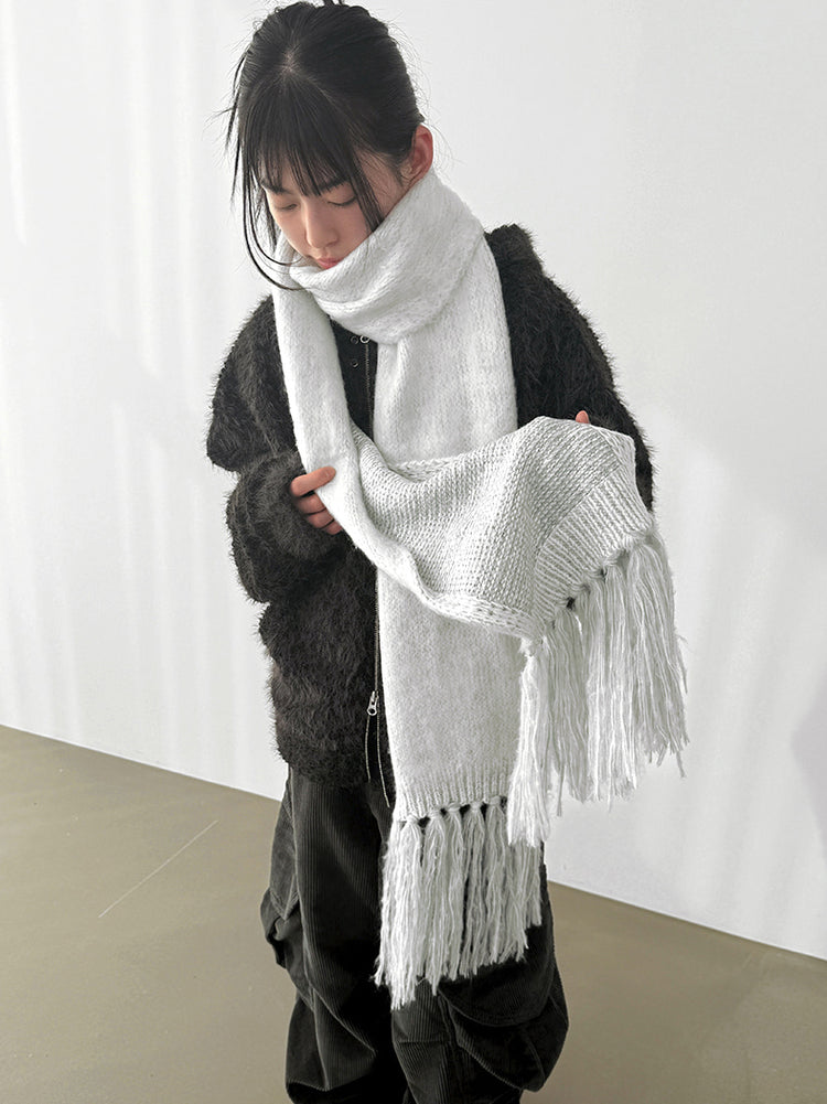 毛絨雙拉鏈鐵環細節連帽外套