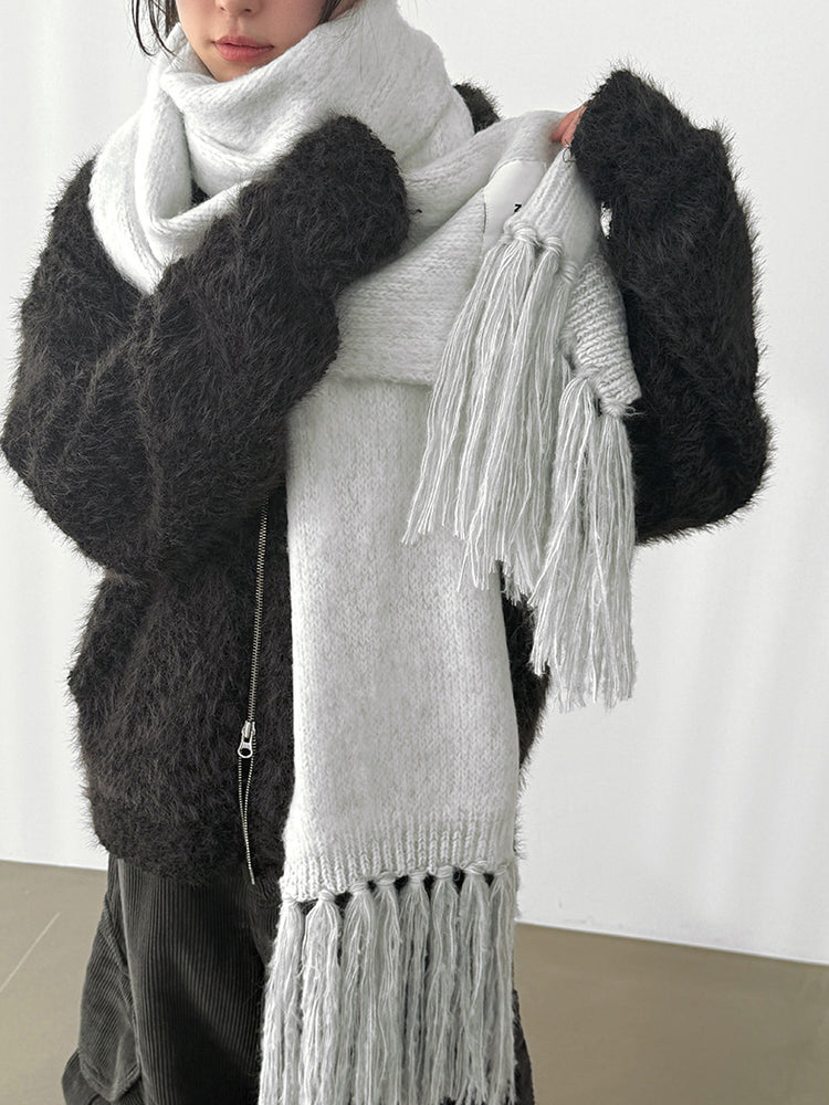 毛絨雙拉鏈鐵環細節連帽外套